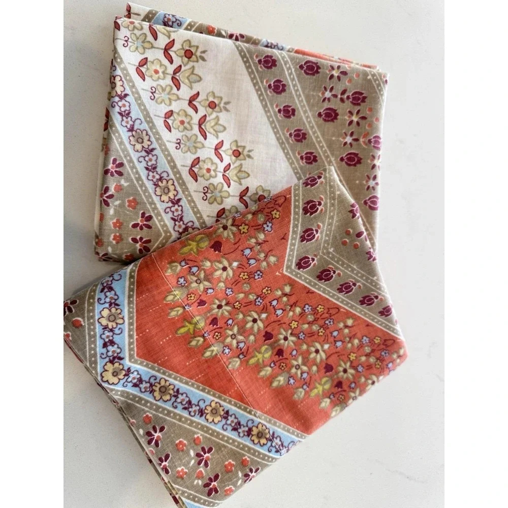Lot 2 Vintage Cannon‎ Monticello Standard Pillowcases Floral Boho Earth Tones